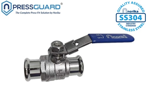 Lockable Blue Handle LFCR Brass Press-Fit Ball Valve (PF x PF)