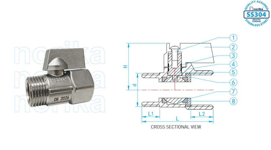 Stainless Steel 304 Mini Ball Valve (MxF)