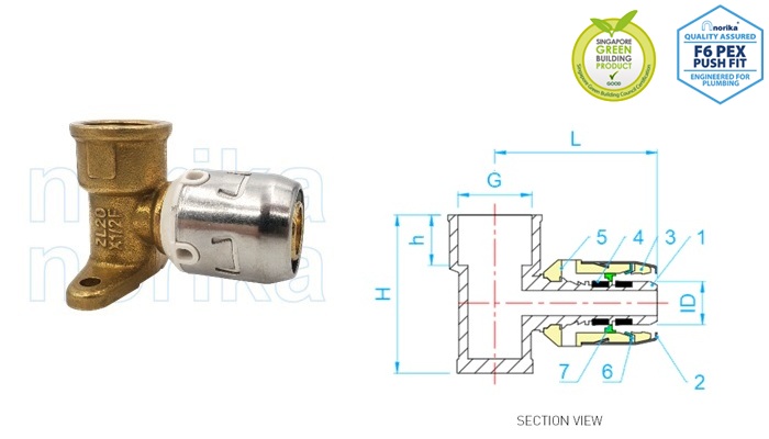 PEX Push-Fit FI Wallplate Elbow (Type F6)