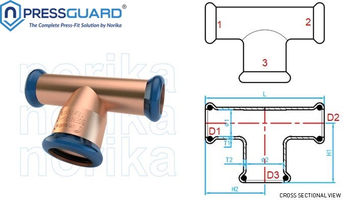 Copper Press Fit Reducing Tee Br Br B Sku Pfnrt Norika In Singapore