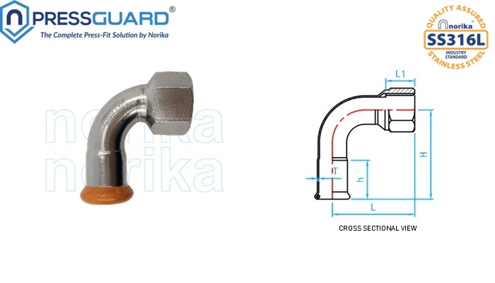 Stainless Steel 316L Press Fit 90 Deg FI Elbow