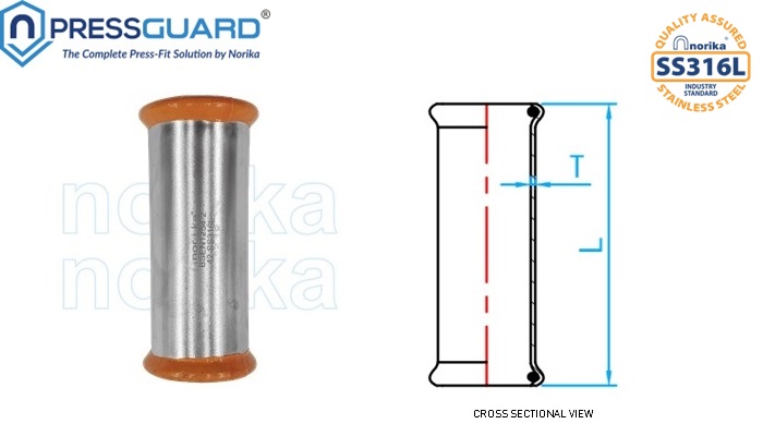 Stainless Steel 316L Press Fit Long Equal Socket