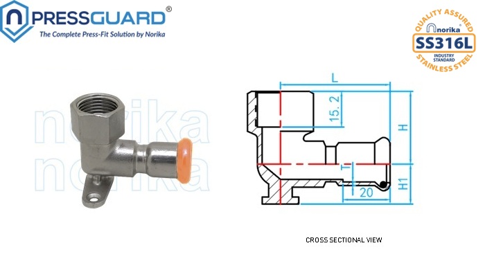 Stainless Steel 316L Press Fit Wall Plate Elbow