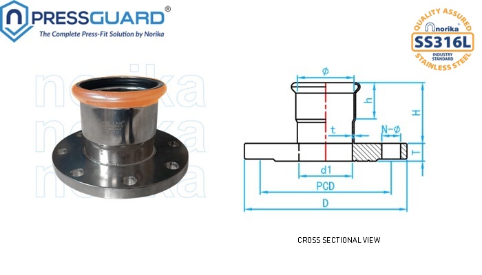 Stainless Steel 316L Press Fit Flange Socket