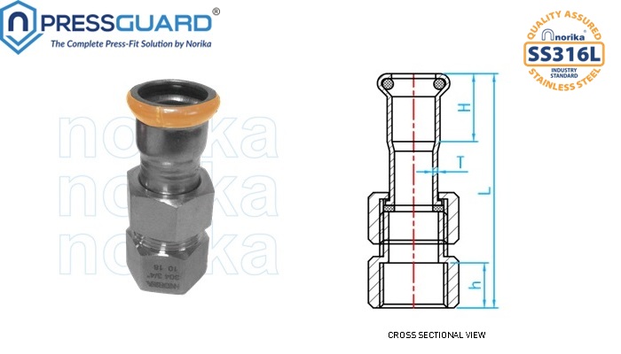 Stainless Steel 316L Press Fit Female Joint Connector