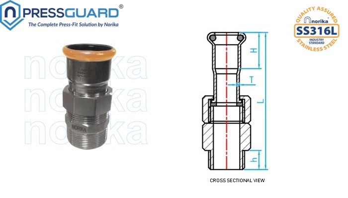Stainless Steel 316L Press Fit Male Joint Connector