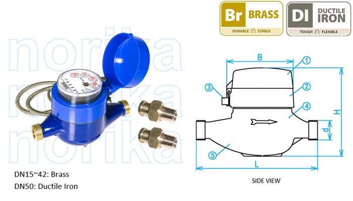 Multi Jet Dry Dial Smart Water Meter With Modbus RTU Output  (R80)