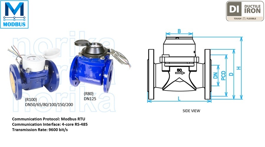 Multi Jet / Woltman Dry Dial Photoelectric Direct Reading Water Meter (R100 / R80)