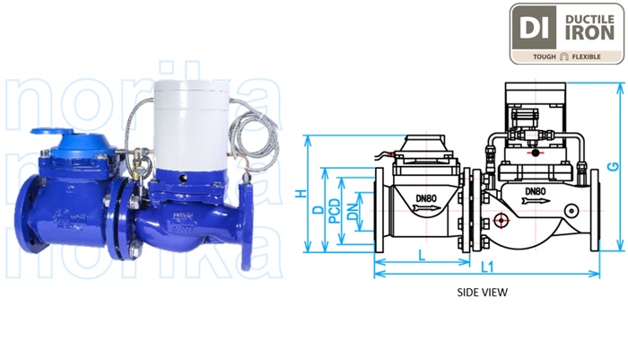 Multi Jet / Woltman Dry Dial Photoelectric Direct Reading Water Meter With Valve  Controlled