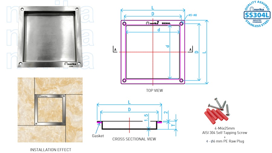 AISI304L Decorative Smartdrain Urinal Trap Cover